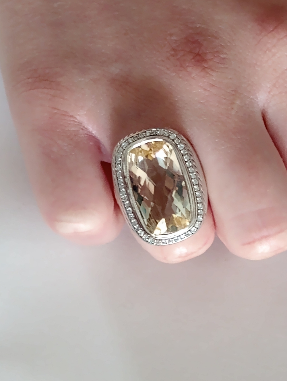 David Yurman Champagne & Diamond Albion Ring Size 7 - Picture 8 of 15